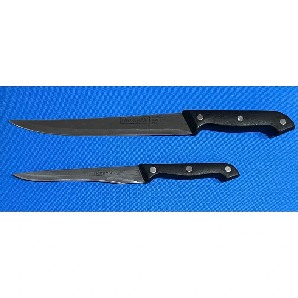 Maxam Stainless Steel Knife Set 2pc Rostfrei Inox Utility Kitchen Knives Black